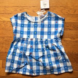 NWT Hanna Andersson Embroidered Gingham Top (sz 5)